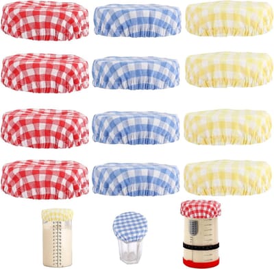 Herbruikbare katoenen deksels voor fermentatiepotten - 12 stuks, ademend en geschikt voor glazen potten van 7-10 cm breed, perfect voor zuurdesem en andere fermentaties