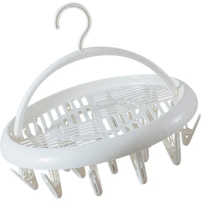 Séchoir Rond Cintre à Vêtements Plastique Rond Cintre à Linge avec Pinces pour Chaussettes Sous-vêtements Blanc blanc