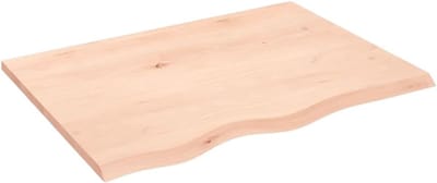 Houten Tafelblad - Vervangend Blad - Eettafel Opknappen - Massief Eikenhout - 80x60x2 cm - Naturel