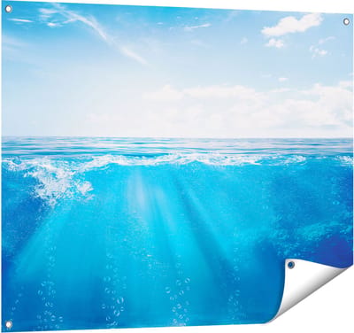 Gards Tuinposter Helder Blauwe Zee onder Water - 100x80 cm - Tuindoek - Tuindecoratie - Wanddecoratie buiten - Tuinschilderij