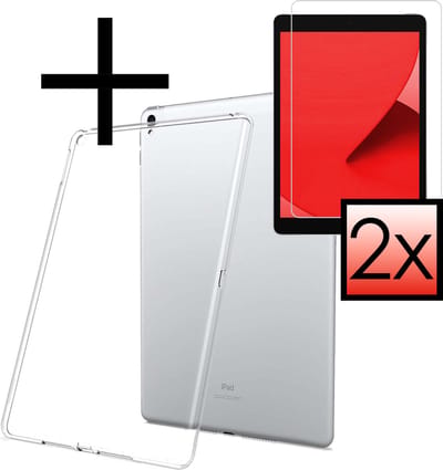 Hoes - Geschikt voor Apple iPad 7 (2019) - 10.2 inch - 7e Generatie - Met 2x Screenprotector - Siliconen Backcover - Shockproof Case - Shockbestendige Back Cover - Tablet Hoesje - Transparant