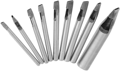 Allecto - Leer Punch Kit - Ovale Perforator - 9 Stks - Zilver - DIY Gereedschap - Perfect voor Leerbewerking - Handmatig Gebruik