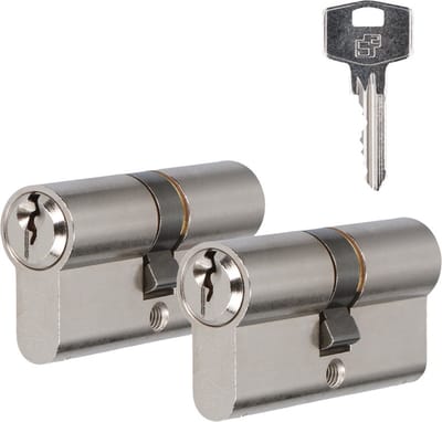 S2 set veiligheidscilinders S6 30/60 SKG 2, dubbele profielcilinders (set van 2 stuks, gelijksluitend)