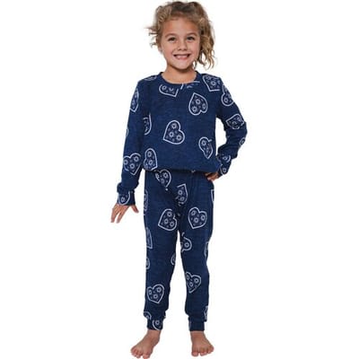 Rebelle Pyjama - Aspen Ski - Soft Touch Fleece - Hartjes - Blauw - Maat 104