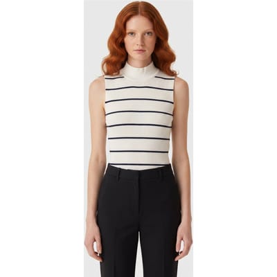 Brooks Brothers High Neck Ribbed Top White Size: XS | Tanks &amp; Camis Outlet | Dames | Blauw