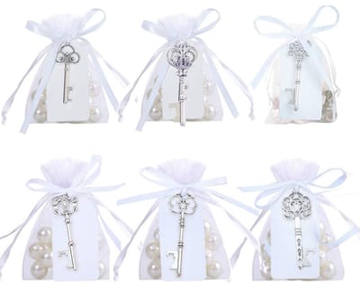 Allecto - Sleutelhanger Flesopener - Wedding Favors - Vintage Stijl - Zilver - Decoratie voor Feesten - Perfect voor Bruiloft - Set van 30 Stuks