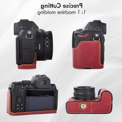 Dailygoods - VOVMOEYA Beschermende cameratas voor Nikon Z50 II spiegelloze camera, voor Nikon Z50II halve hoes met zachte microfiber binnenkant voor Nikon Z50 II camera cover functie goed 1/4 "-20 gat retro PU-RD