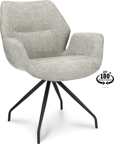 Icon Living - Armstoel Vila - Stof Miami Taupe - Spinpoot - Terugdraaisysteem