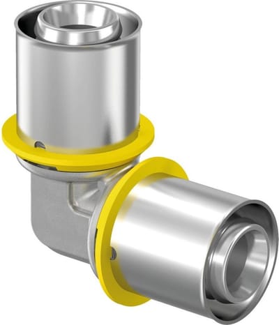 Uponor MLC Persknie Bocht 90° - Ø 25 mm - Gaskoppeling / Persbocht (Messing) - GASTEC