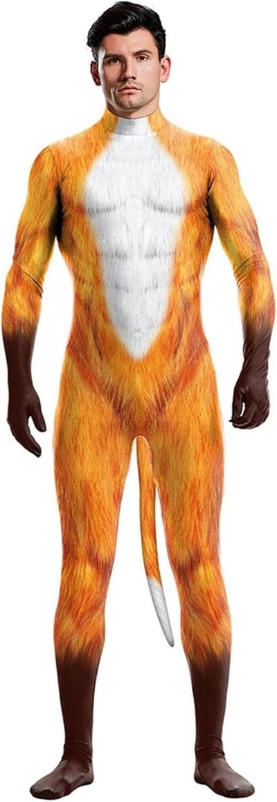 Heren Halloween Bodysuit Dierenprint Spierpak Volledig Jumpsuit Cosplay Kostuum
