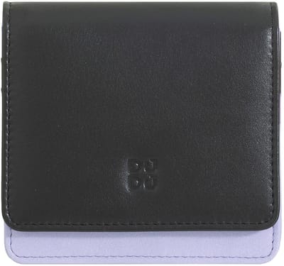 DuDu Flores Portemonnee Leer 10 cm - Dames - Staand formaat - black-lavander