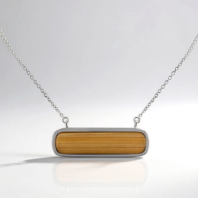 Cavill - Zilveren Halsketting - 925 Sterling Zilver - Onbehandelde Bamboe 0,45 ct Fancy Slijpsel - 45,7 cm Fijne Schakel Ketting - Elegante Hanger