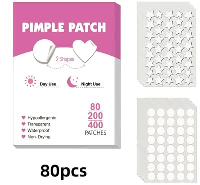 Acne stickers - 80 stuks Watergel Ster & Ronde Puistjespleisters - Onzichtbaar, Hypoallergene Veilige Gezichtspleisters voor Alle Typen