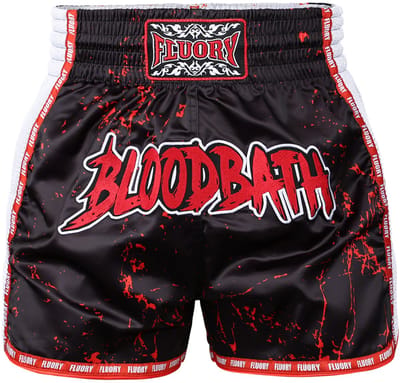 Fluory Muay Thai Kickboks Shorts Bloodbath Zwart Rood Wit - XS