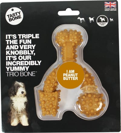 TastyBone - Small - Trio Bone Peanut Butter - Hond - Kauwspeelgoed - Vegan - Kluif - Nylabone