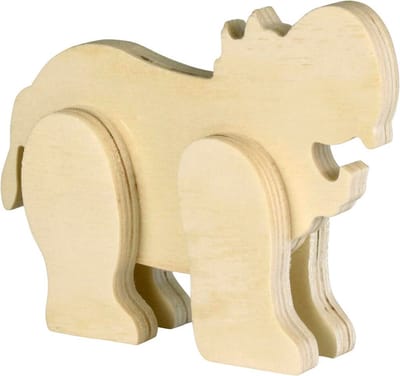 Nijlpaard - Hout 3D Staand - Hobby & DIY - Duurzaam & Onbehandeld Hout - 12x9x2cm