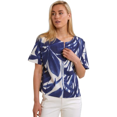 River Woods Blue/white Fantasy V-neck Blouse Size: 34 | Blouses Outlet | Dames | Blauw