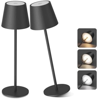 Dimbare LED-Tafellamp met Draadloze Batterij - 6000 mAh, IP54 voor Binnen en Buiten - 2 Stuks