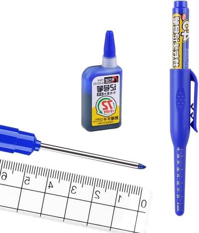 Diepe gatmarkers - Permanente stiften - Precisie markeren - 45mm lange punt - 1mm dikte - Blauw