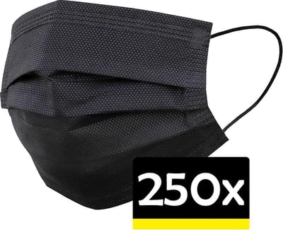 Mondkapje Zwart Wegwerp - Mondmasker Wegwerp - Mondkapje Wegwerp Zwart - Mondkapjes Wegwerp Zwart- 250 Stuks