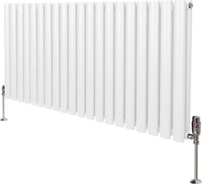 Ovale radiator + trv-chroomkranen - wit - 600mm x 1200mm - 5367 btu