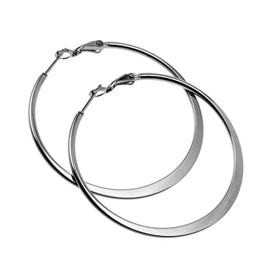 ∅50mm Oorbellen Dames - Gepolijst RVS - Semi-platte Oorringen