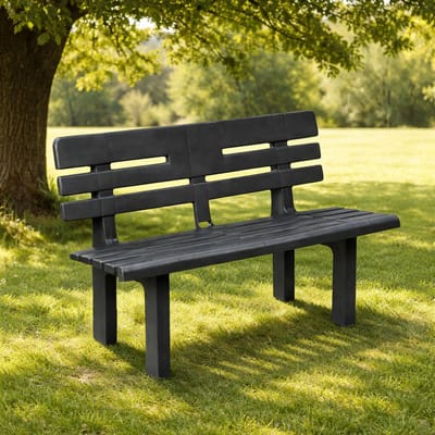 Tuinbank Kunststof - Balkonbank Parkbank - Buiten Zitten - Weerbestendig Duurzaam - 110 x 52 x 71 cm - Antraciet