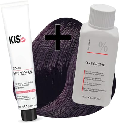 KIS haarverfset - 4C Middel cassis  - haarverf & waterstofperoxide
