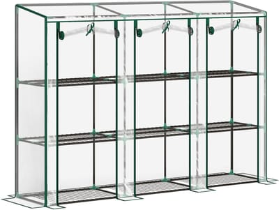 Killogood Kas met 3-laags planken balkonkas 3 ritssluiting oprolbare deuren 215 x 46 x 151 cm transparant