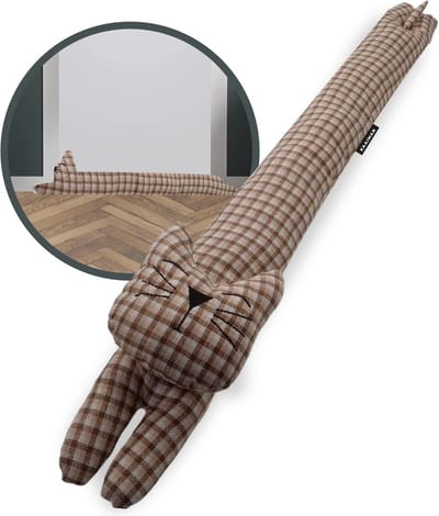 Kaaiman® Tochtstopper kat - Tochtkat - Decoratieve Windstopper - Tochtkatten voor deuren - Tochtstopper dier - Tochtrol dier - Tochtrol kat - 91 cm - Verzwaarde Tochtstopper - Geluidsblokker voor onderkant Deur - Beige kat
