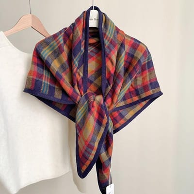 Mode Winter Plaid Driehoek Grote Sjaal Sjaal Dames Gebreide Warme Veelzijdige Warme Nekwarmer Driehoekige Warme Sjaals One Size black