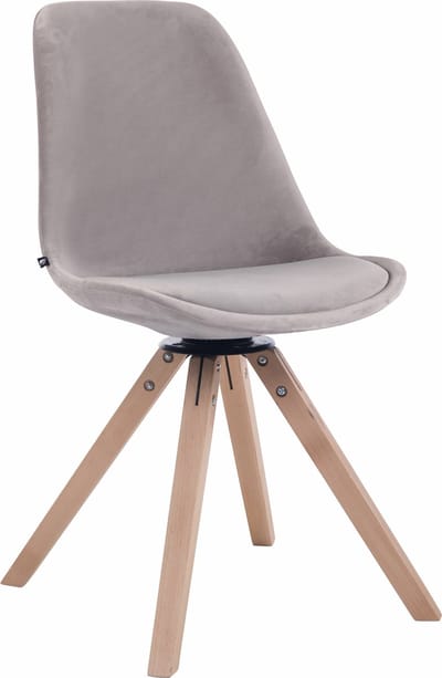 CLP Troyes Eetkamerstoel - Vierkant frame - Fluweel grijs natura