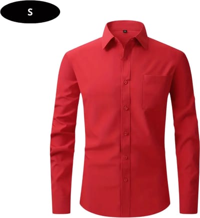 Bovista Overhemd Heren - Volwassenen - Lange Mouwen - Strijkvrij - Lange Mouw - Rood - Maat S