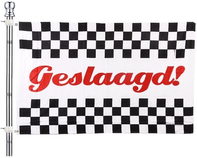 PartyXplotion Geslaagd thema - Afgestudeerd vlag - met vlaggenmast - 90 x 150 cm - feest