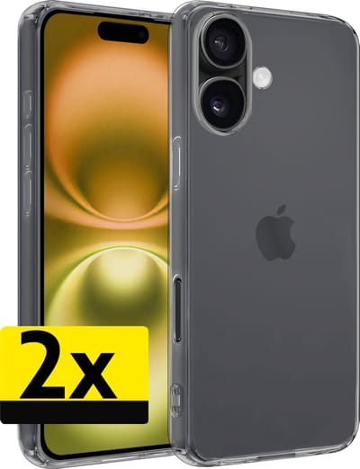 Hoesje - 2 Stuks - Geschikt voor Apple iPhone 16 - Sterk & Shockproof - Case Siliconen - Back Cover - Telefoon Hoes - Telefoonhoesjes - Transparant