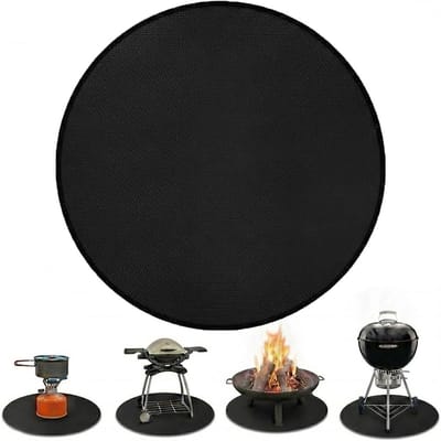 Ronde hittebestendige grillonderlegger van 91 cm, 3-laags glasvezel en aluminium, ideaal voor terras, vuurschaal en campinggebruik