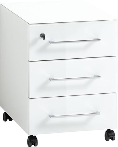 Ladeblok Destin Wit - Met wielen - Met slot - Met lades - Breedte 40 cm - Diepte 50 cm - Hoogte 55 cm