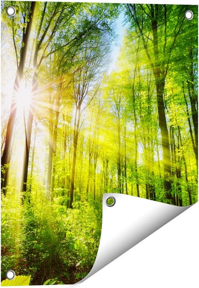 Gards Tuinposter Weg Omringd met Bomen in het Bos - 40x50 cm - Tuindoek - Tuindecoratie - Wanddecoratie buiten - Tuinschilderij