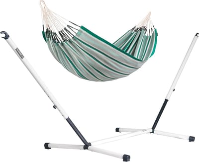 Dubbele Hangmat - Kampeerhangmat - Ontspannen Buiten - Met Standaard - 230 x 160 cm - Groen