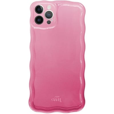 xoxo Wildhearts Glossy Wavy Case Pink Sorbet telefoonhoesje - Geschikt voor iPhone 12 Pro - Golvend hoesje - Glimmende silicone case met golven - Vlekbestendig - Camerabescherming - Roze
