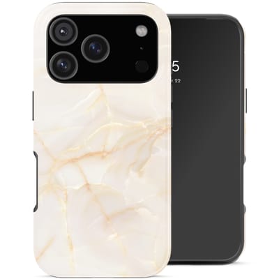 Selencia Hoesje - Geschikt voor Apple iPhone 17 Pro Max - Backcover - Golden Beige Marble
