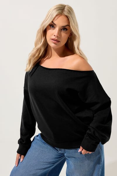 Yours Zwarte Off Shoulder Sweatshirt Size 42