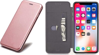 Hoesje Book Case Portemonnee Cover geschikt voor Apple iPhone Xs / X - Roségoud Kunstlederen Siliconen iCall Wallet