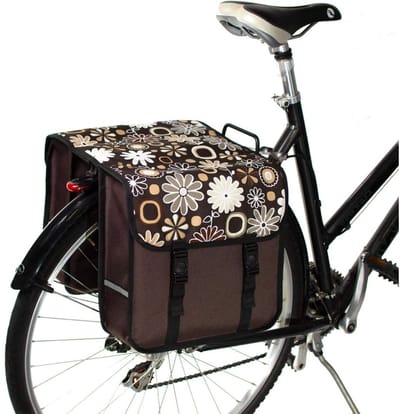 Zyrex® Fietstassen met Bloemen - Voor Achterfietsdragers - Fietstassen Dubbel Waterdicht – Bruin - 32cm x 32cm x 32cm