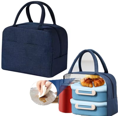 KZQ Kleine lunchtas blauw 20x23x13 cm thermische zak koeltas lunchbox voor volwassenen en kinderen school picknick werk