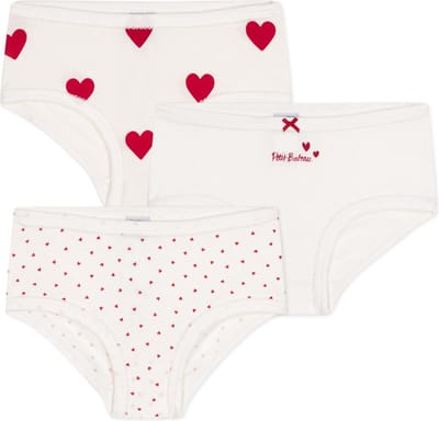 Petit Bateau Setje met 3 katoenen onderbroekjes met hoge taille en hartje voor kinderen