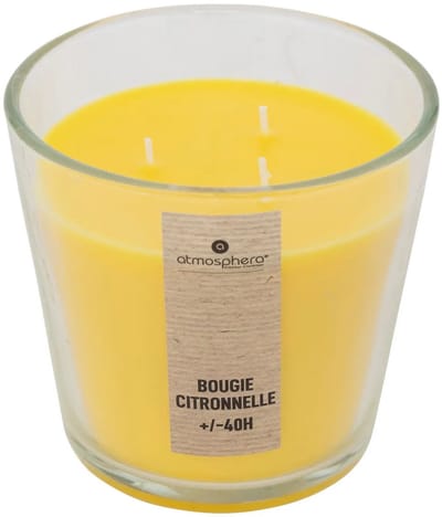 Atmosphera geurkaars - citrus geur - 40 branduren - geel - in glas - aroma/geurkaars