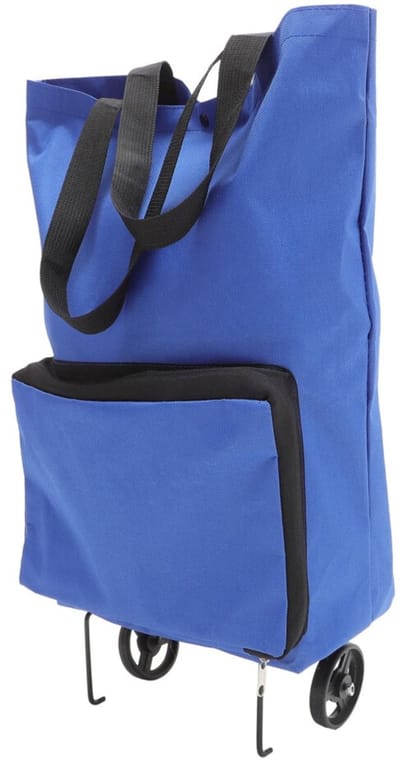 Opvouwbare Boodschappentrolley - Winkelwagen Tas - Boodschappen Vervoeren - Lichtgewicht Inklapbaar - 48x28x18 cm - Blauw