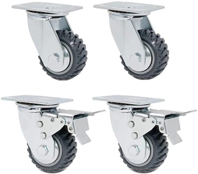 Industriële Zwenkwielen - Krachtige Rolwielen - Meubels Verplaatsen - Hoge Draagkracht - 4 Inch - Grijs