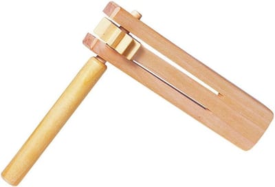 Houten ratel - Muziekinstrument - Muziek maken - Natuurlijk massief hout - 15 cm - Houtkleur
